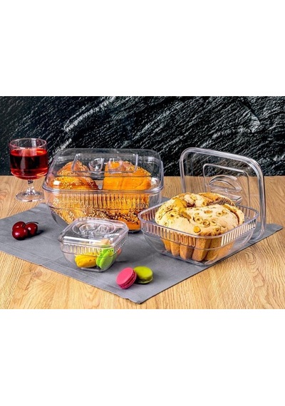Cenoa Crystal Ware F-406 Saklama Kabı 350ml 3400ml 5150-5250ml 1400 3 Adet Set Kare Mika - 12'li Paket Diğer