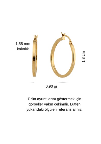 14 Ayar Altın Küt Kesim Halka Küpe Medium Sarı