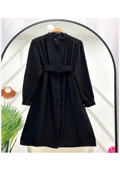 Lovie Moda Kadın Kemerli Tunik Siyah