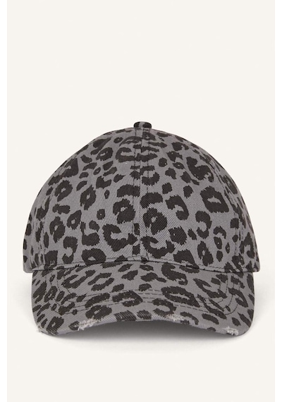 Defacto Kadın Leopar Desenli Pamuklu Cap Gri Şapka H6748ax26wngr2 Gri-gr2