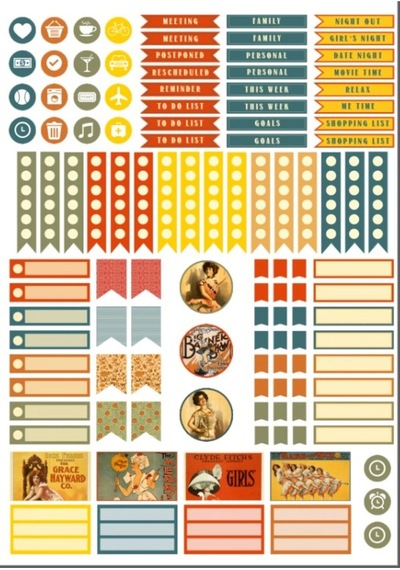 Vintage Planlayıcı Sticker Set