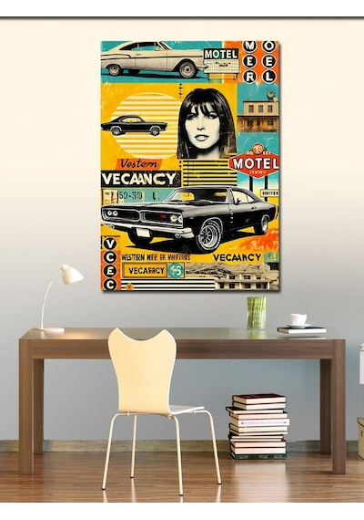Kanvas Tablo Retro Motel Çıkışı 50cmx70cm
