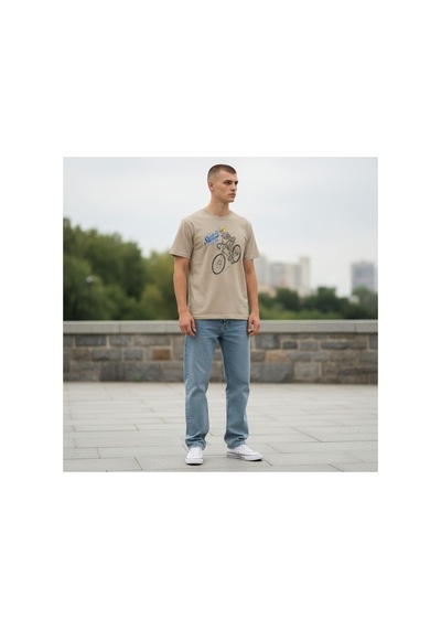 Urbantrendstore Unisex Tatil Comfort Kalp Oversize Fit Rahat Geniş Salaş T-shirt Günlük Tişört Bej