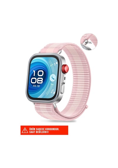 Huawei Watch Fit 3/fit 4/fit 4 Pro/fit 5/fit 5 Pro İle Uyumlu Hasır Örgü Spor Naylon Kordon, Pembe