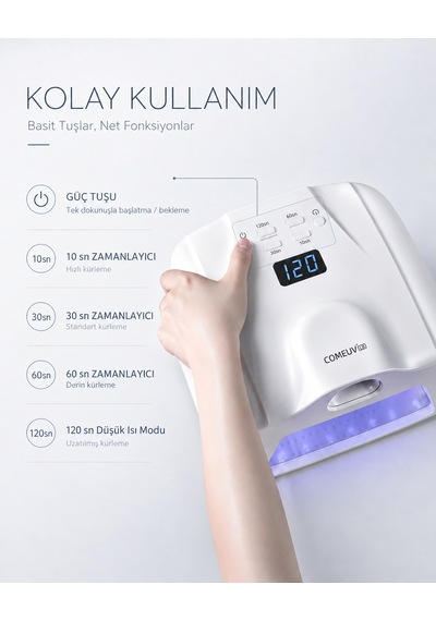 L8 Başparmak Kabinli 78 Ledli Dual Tırnak Kurutucu Uv Led Lamba Çift Girişli Manikür Pedikür Tırnak Lambası Beyaz