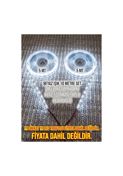 10 Mt Beyaz, Şerit Led Bantlı ,mutfak Dolabı Tezgah Aydınlatması Led 12v ,yapışkanlı Led Işık Trafo Hariç 5+5 Mt 2 Rulo 10mt Beyaz-6500k 10 Mt Beyaz, Şerit Led Bantlı ,mutfak Dolabı Tezgah Aydınlatması Led 12v ,yapışkanlı Led Işık Trafo Hariç 5+5 Mt 2 Rulo 10mt Beyaz-6500k