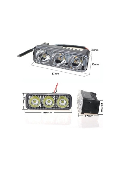 Drl 3 Led 12V Su Geçirmez Metal Mercekli Araba Motosiklet Gündüz Led Farı Beyaz 2 Adet