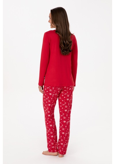 U.S. Polo Assn. Kadın Kırmızı Yılbaşı Temalı Pijama Takımı 50318862-VR030