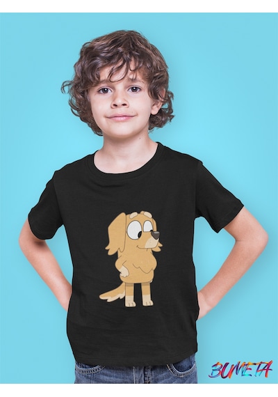 Bumeta Bluey Sevimli Köpek Kardeşler Honey Çocuk Tişört T-shirt Siyah