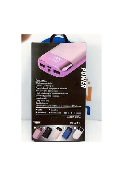 Powerbank 10.000 Mah Digital Led Ekranlı Pembe Pembe