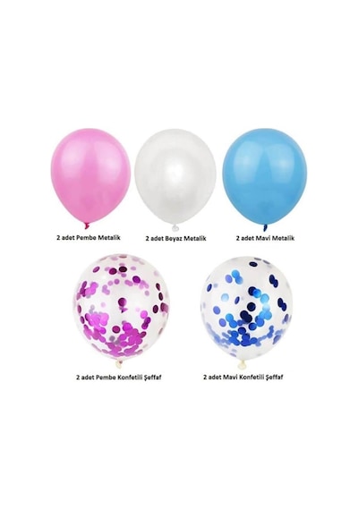 Beysüs Cinsiyet Partisi Girl Boy Mavi Pembe Konfetili Balon Demeti Standart
