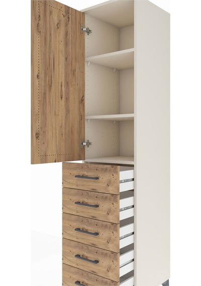 Hyperion Dolap 3 Raflı 5 Çekmeceli Tek Kapaklı 44x44x195 Aytaşı-çam Aytası