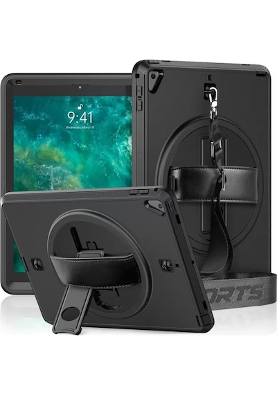 Newface Apple İpad Uyumlu - 5 Air 9.7 Kılıf Strap-c Otterbox Tablet Kapak - Siyah Arka Kapak