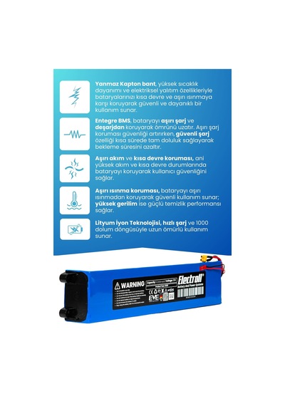 Zoom Zm200 Batarya 6.000mah Pil 36v Elektrikli Scooter Bataryası Mavi