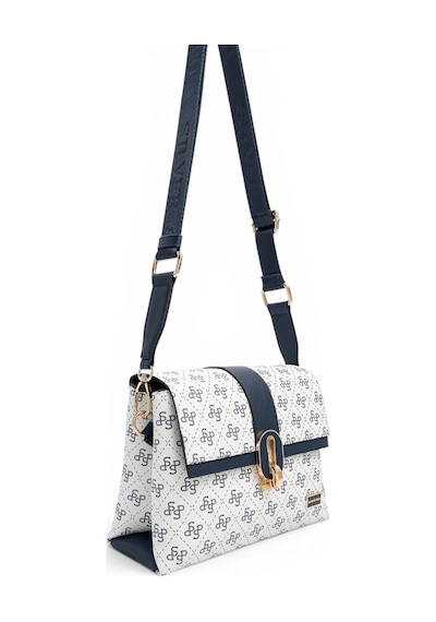 Silver & Polo Silver Polo Beyaz - Lacivert Monogram Kadın Çapraz Çanta Sp1287