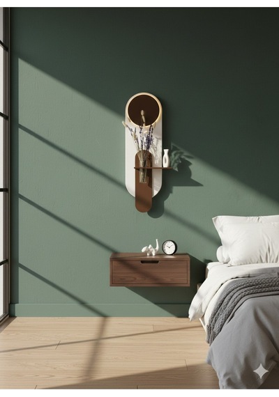 Petunya Ahşap Pilli Ledli İskandinav Tarzı Salon Duvar Rafı Modern Çiçeklik 27 X 90 Cm Çok Renkli