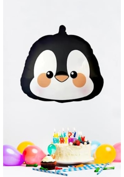 Penguen Kafası Folyo Balon Penguen Balon 2 Yaş Mavi