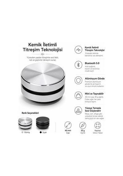 Kablosuz Kemik Ses Hoparlör Siyah 5.0 Bluetooth Yapışkanlı İletim Özellikli Dahili Stereo Fm Taşınabilir - Gri