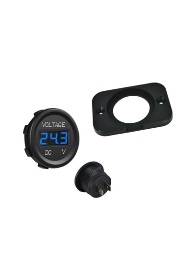 Shuıvan Dijital Voltmetre Akü Voltaj Göstergesi 12v/24v Mavi Işık - Çerçeveli-1603