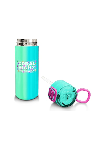 Coral High Kids Renkli Çizgili Pipetli Ve Direkt İçim Çelik Termos 500 Ml 31844 Çok Renkli