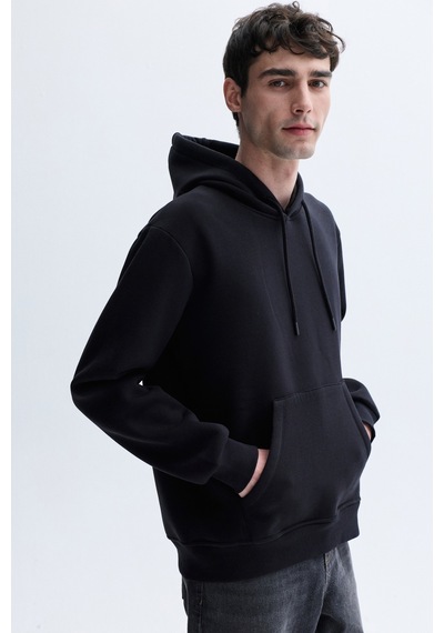 Mudo Erkek Erkek Siyah Kanguru Cepli Kapüşonlu Sweatshirt 1263842