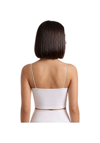 Mrm Pro Göğüs Pedli Kadın Beyaz İp Askılı Crop Atlet Esnek Fit Crop Beyaz Beyaz