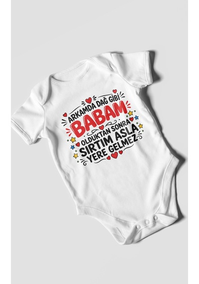 Morivokids Babaya Özel Kısa Kollu Bebek Body %100 Pamuk Zbn286-kk Beyaz
