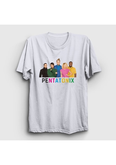 Presmono Unisex Band Pentatonix T-shirt Beyaz