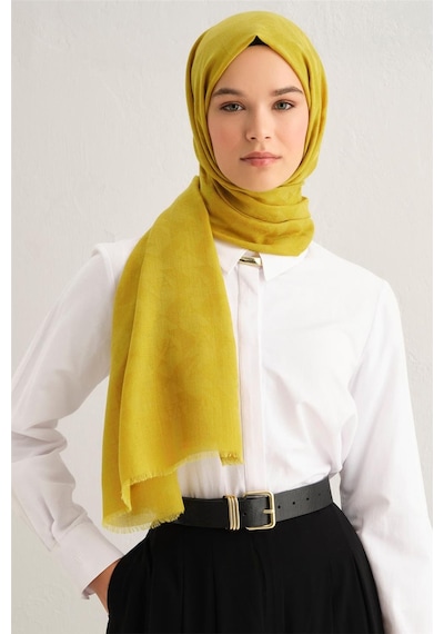 Armine Tencel Yün Monogram Desen Şal 23 Yeşil