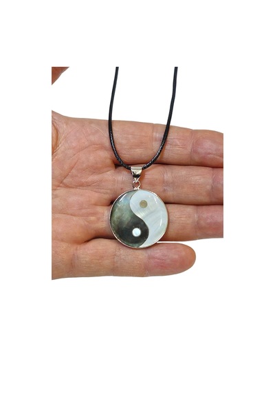 Yin Yang Sembolü Doğal Sedef Kolye 654-4 Çok Renkli