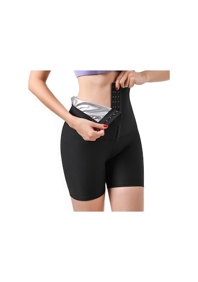 Fit Women Şort Agraflı Sauna Şort Termal  4411 siyah
