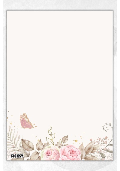 A5 Çiçek Bloknot Çizgisiz Defter - 50 Yaprak - Memopad - Notepad - Not Defteri - Not Kağıdı - 1856 Çok Renkli
