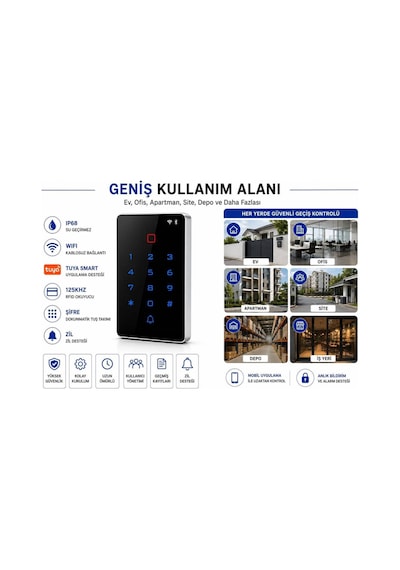 Sonex Wifi Tuya Rfıd Akıllı Şifreli Geçiş Kontrol Sistemi Seti