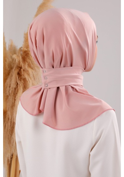 Melodi Scarf Kadın Tesettür Pratik Çıtçıtlı Sandy Fular Hazır Şal Pudra Pudra