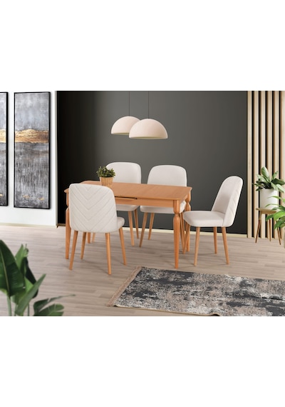 Kayın Kaplama 80 160+30 Eliz Açılabilir Masa Açık Kahverengi