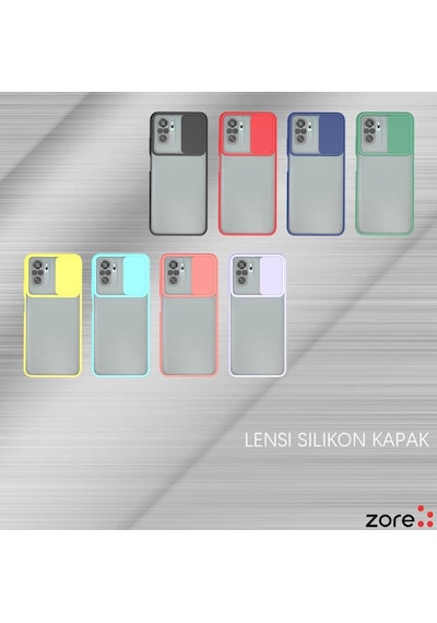 Noktaks - Xiaomi Uyumlu Xiaomi Redmi Note 10s - Kılıf Slayt Sürgülü Arkası Buzlu Lensi Kapak - Lila