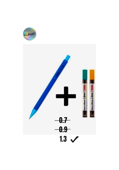 1.3 Mm Uçlu Kalem Ve 2 Paket 1.3 Mm Uç Seti Mikro Mavi
