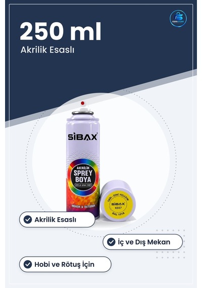 Sarı Sprey Boya 250 Ml Akrilik Hobi Rötuş Boyası İç Ortam Dış Mek