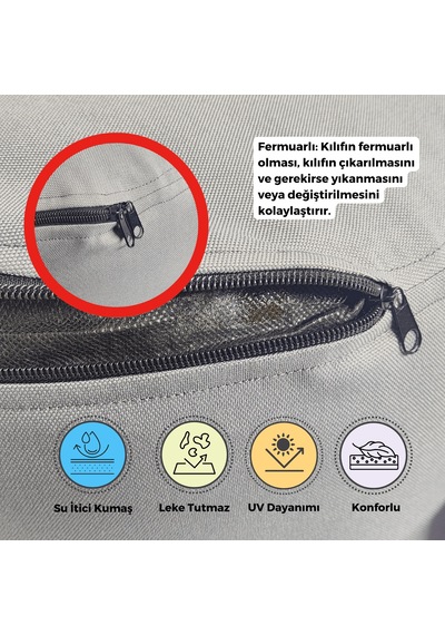 Xpermate Zen Puf Bench Fermuarlı Puf Koltuk 40x40 Antrasit