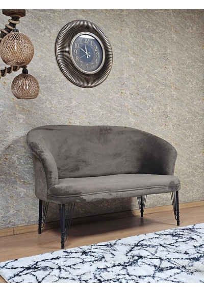 Zafir İkili Teddy Siyah Boyalı Telli Ayak Çay Seti Koltuk İkili Berjer , Balkon, Salon, Ofis Kahverengi