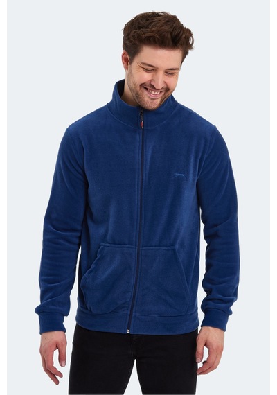 Slazenger Sansa 2 Li Set Erkek Fermuarlı Dik Yaka Cepli İndigo - Koyu Gri Polar İndigo - Koyu Gri