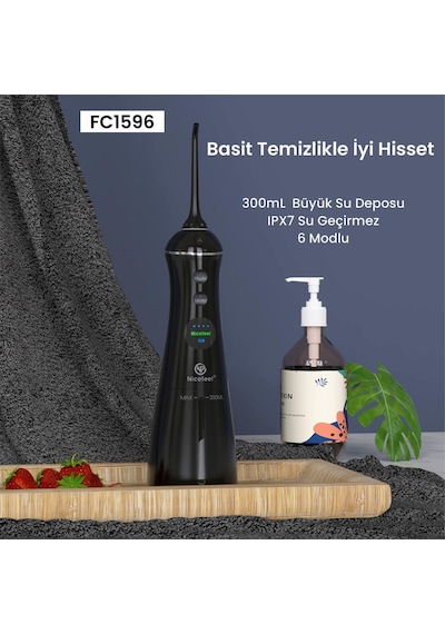 NPO Nicefeel FC1596 Taşınabilir Şarjlı Masajlı Diş Teli /Protez Bakım Profesyonel Ağız Duşu