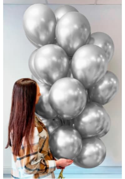 10 Adet 12 İnç Metalik Balon Helyum Uyumlu Parlak Lateks Parti & Organizasyon Balonu Gümüş