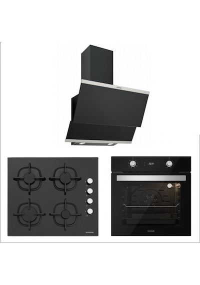 Silverline BO6504B01 - CS5343B01 - 3420 Classy 60 Siyah Cam Ankastre Set