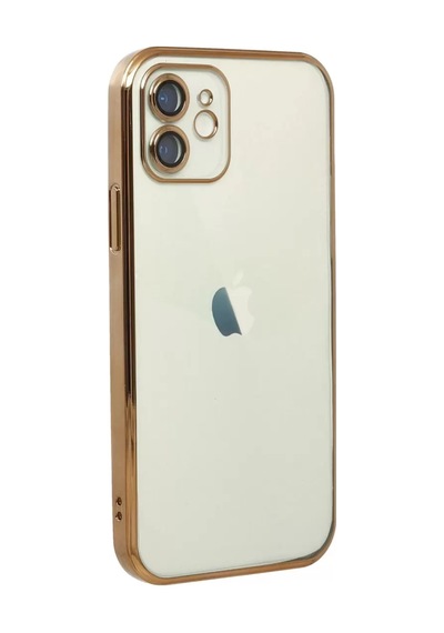 Apple iPhone Uyumlu 12 Kılıf Lensli Silikon - Gold Çok Renkli