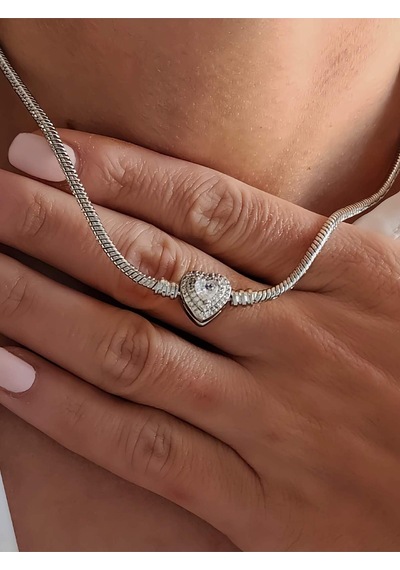 Eva Takı Store Prenses Taşlı Kalp Aşk Love Kolye Silver