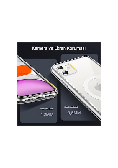 Apple iPhone Uyumlu 11 Şeffaf Magsafe Kılıf Mtl Safe