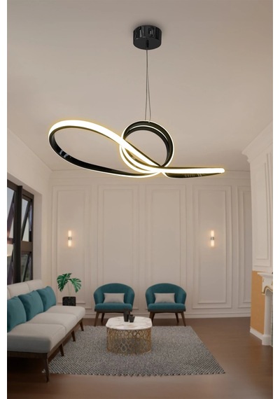 Papyon Ledli Avize - Led Avize - 3 Renk Kumandasız - Siyah Siyah
