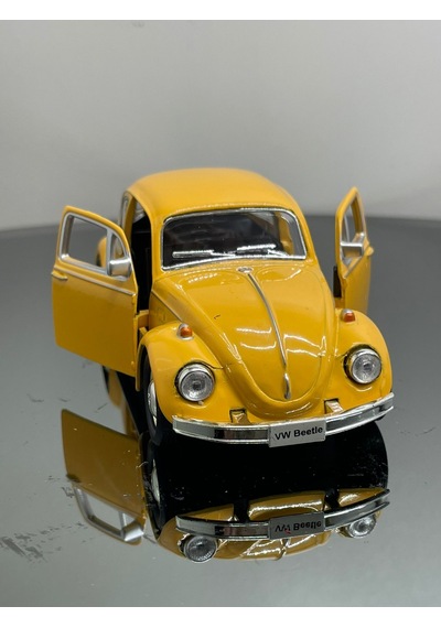 Volkswagen Beetle 1:32 Ölçek Metal Çek Bırak Model Araba 12 Cm - Sarı