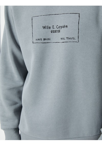 Koton Wile Coyote Kapşonlu Sweat Lisanslı Arkası Baskılı Şardonlu Gri 4wam70326mk Gri
